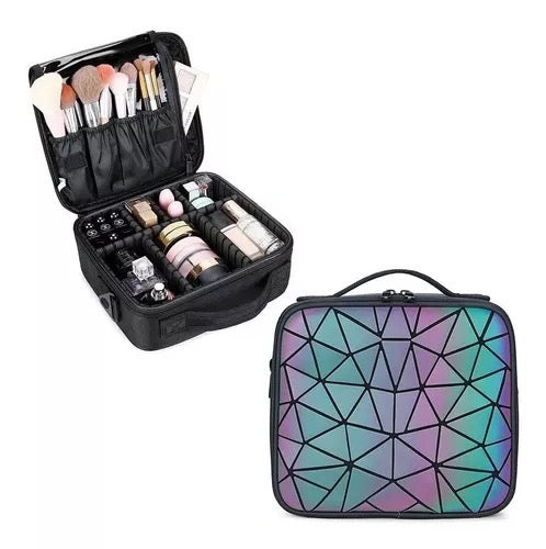 MALETA DE MAQUILLAJE MEDIANA HOLOGRÁFICA